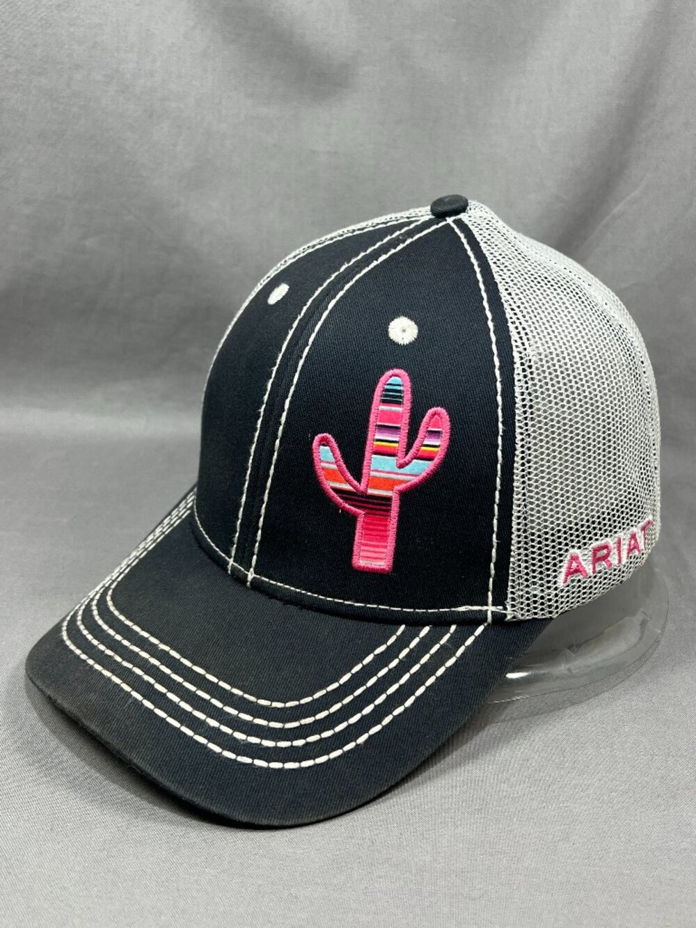 Ariat Pink Serape Cactus Womens Trucker Hat Snapback Black White Mesh Ball Cap
